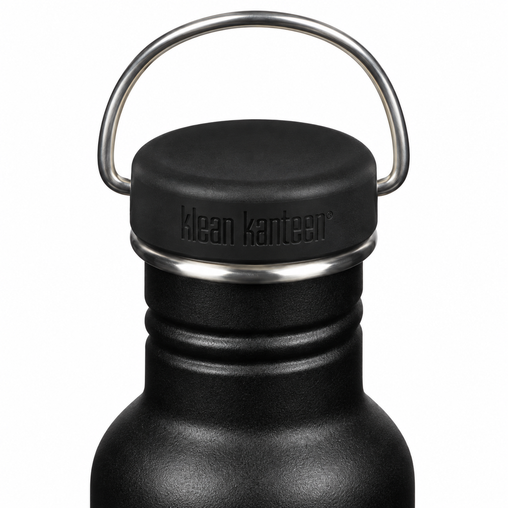 Botella negra WalkBCN de 800 ml. Imagen conceptual de la personalización.